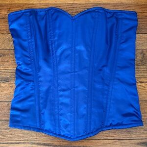 Daisy Lavish Satin Corset Size XL Blue Bustier Lace Up Boned Clubwear Glam NWT